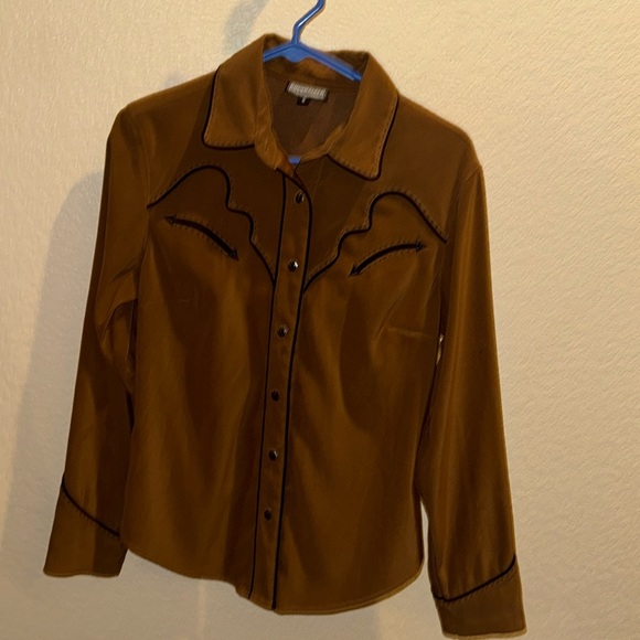 Wash Taupr Western Blouse - Embroidered Cowgirl Style